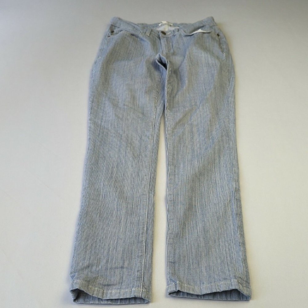 Eileen Fisher Womens Size 2 Blue Jeans Denim Pants Pinstripe Skinny Regular